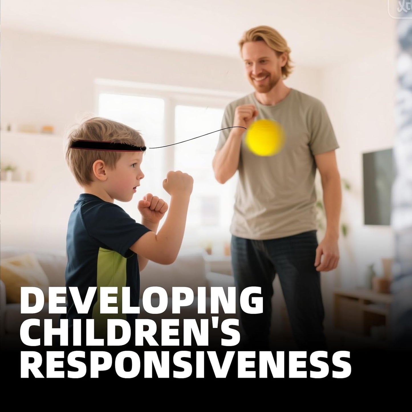 Boxing Reflex Ball - Reflex Ball Headband Set - Reaction Speed Trainer with 4 Reflex Balls & 2 Adjustable Headbands - Boxing & MMA Training Equipment