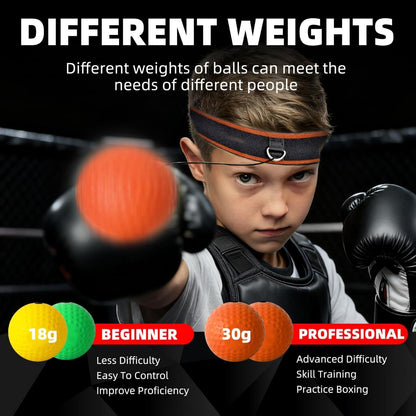 Boxing Reflex Ball - Reflex Ball Headband Set - Reaction Speed Trainer with 4 Reflex Balls & 2 Adjustable Headbands - Boxing & MMA Training Equipment