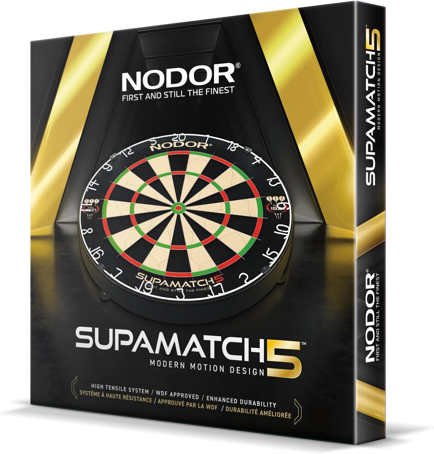 Nodor Supamatch 5 Dartboard – Professional Bristle Dartboard with Ultra-High Tensile Wiring, Supa-Lock Mounting System - PuriLite