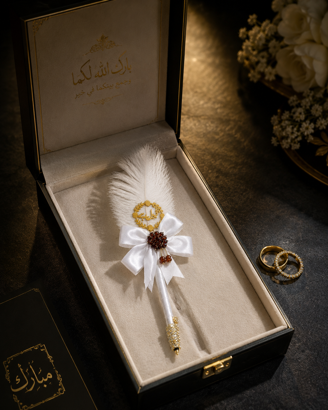 Large Luxury Handmade Nikah Signing Pen | Peacock Feather Wedding Keepsake Bridal Gift