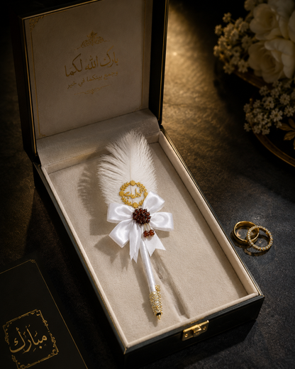 Large Luxury Handmade Nikah Signing Pen | Peacock Feather Wedding Keepsake Bridal Gift