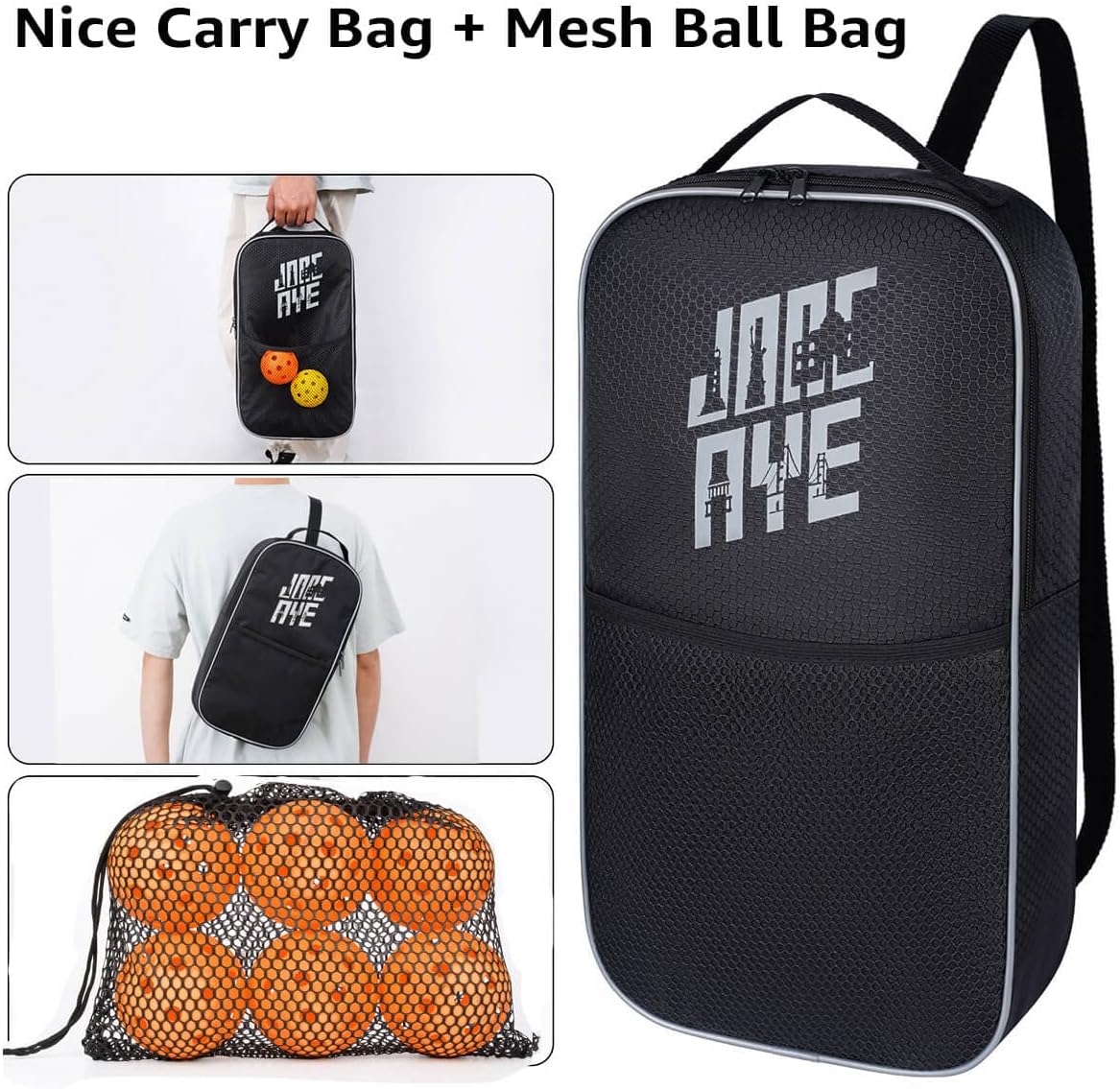 JoncAye Pickleball-Paddles-Set of 4 or 2 Rackets and Balls with Bag, Lead Tapes | Fiberglass Pickle-Ball Racquets and Accessories for Men, Women, Kids, Adults | USAPA Approved Raquette de Pickleball
