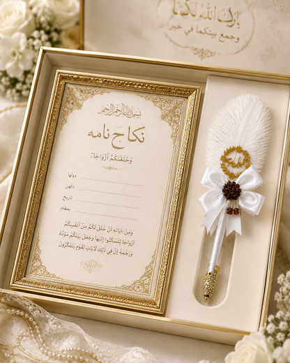 Large Luxury Handmade Nikah Signing Pen | Peacock Feather Wedding Keepsake Bridal Gift