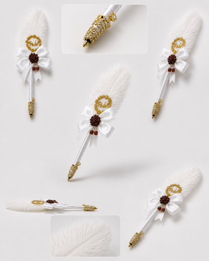 Large Luxury Handmade Nikah Signing Pen | Peacock Feather Wedding Keepsake Bridal Gift