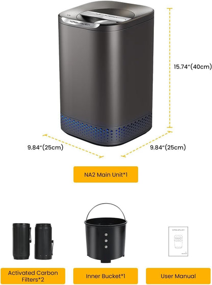 Smart Electric Composter for Kitchen, Counter 2.5L Mill Composter Kitchen Bin, Odorless/Low Noise/Auto-Stop, Disposer Turn Food Waste into Fertilizer
