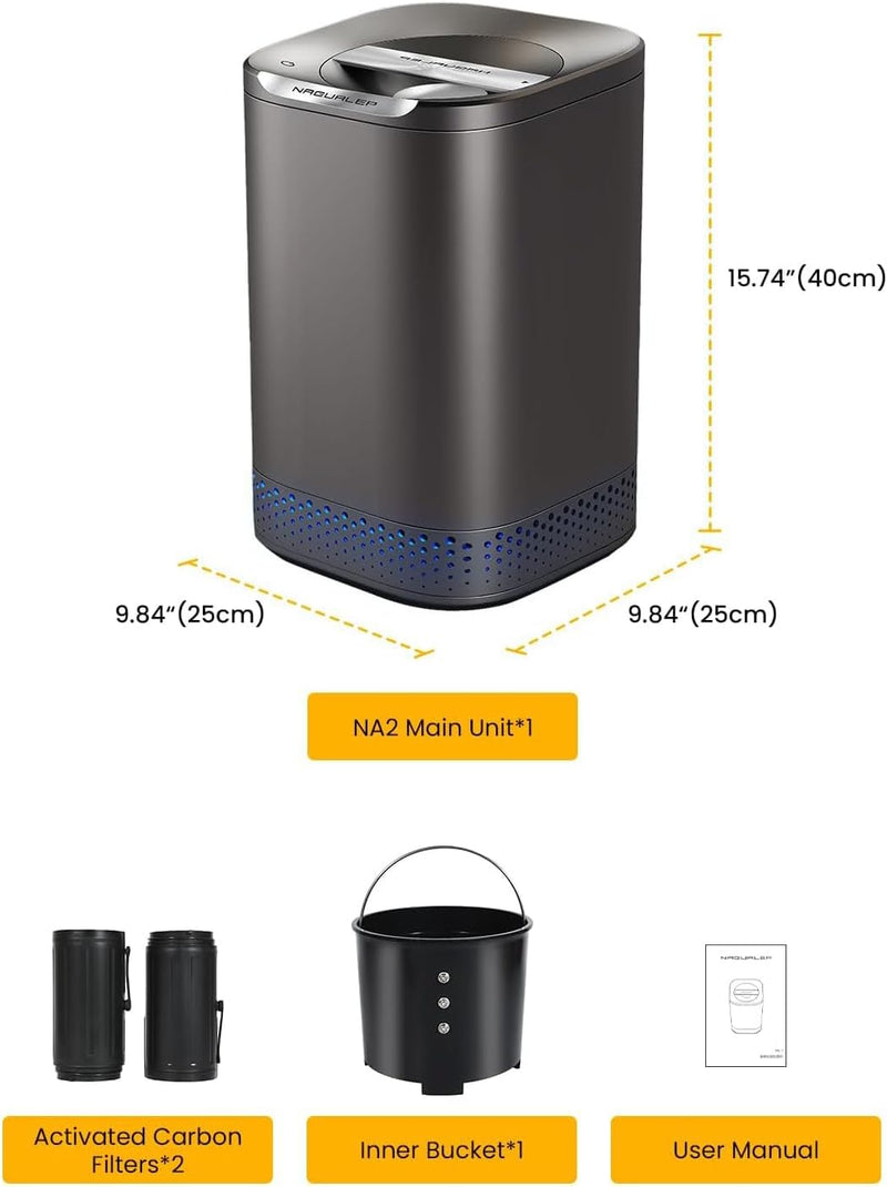 Smart Electric Composter for Kitchen, Counter 2.5L Mill Composter Kitchen Bin, Odorless/Low Noise/Auto-Stop, Disposer Turn Food Waste into Fertilizer