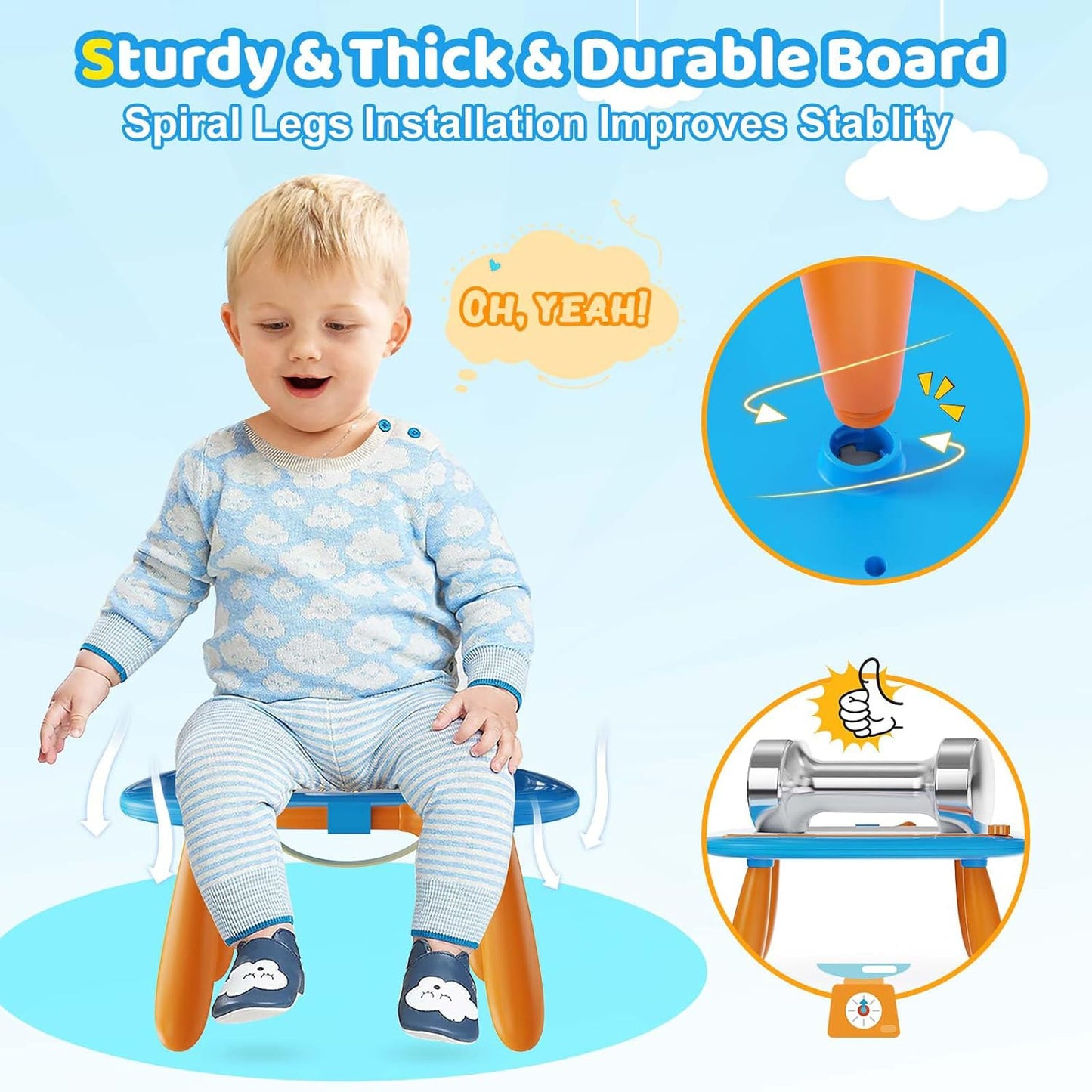 Kikidex Magnetic Drawing Board for Toddlers – Educational Doodle & Sketching Pad, Preschool Learning Toy for 1-3 Year Old Boys and Girls, Erasable Art Board (Light Blue) - PuriLite