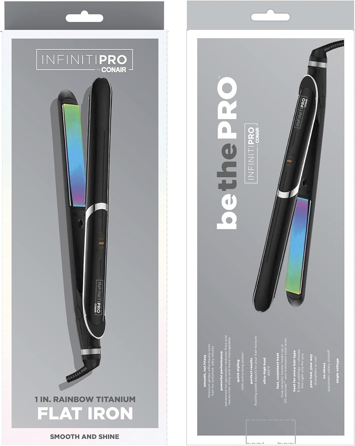 Infiniti Pro by Conair Titanium Flat Iron; Rainbow finish; 1-inch
