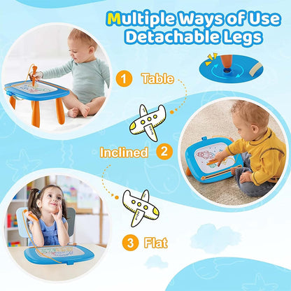 Kikidex Magnetic Drawing Board for Toddlers – Educational Doodle & Sketching Pad, Preschool Learning Toy for 1-3 Year Old Boys and Girls, Erasable Art Board (Light Blue) - PuriLite