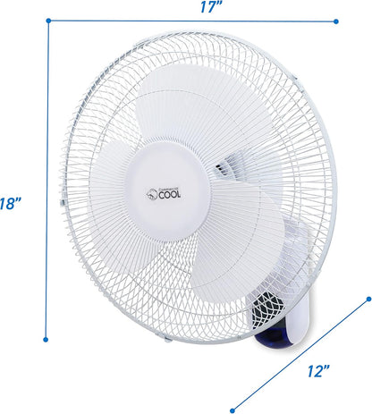 Commercial Cool 16 inch Wall Fan with Remote, White (CCFWR16W)
