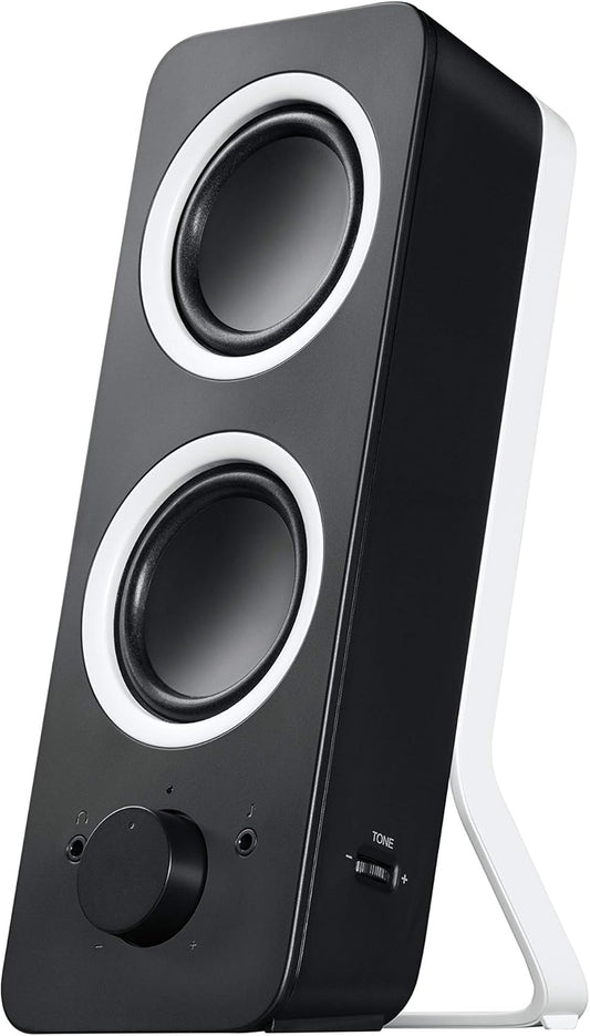Logitech Z200 PC Speakers, Stereo Sound, 10 Watts Peak Power, 2 x 3.5mm Inputs, Headphone Jack, Adjustable Bass, Volume Controls, PC/TV/Smartphone/Tablet - Midnight Black - PuriLite