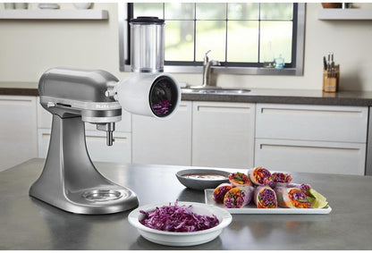 Value Bundle KitchenAid Artisan® Series 5 Quart Tilt-Head Stand Mixer with Fresh Prep Slicer/Shredder Attachment KSM150FBCU