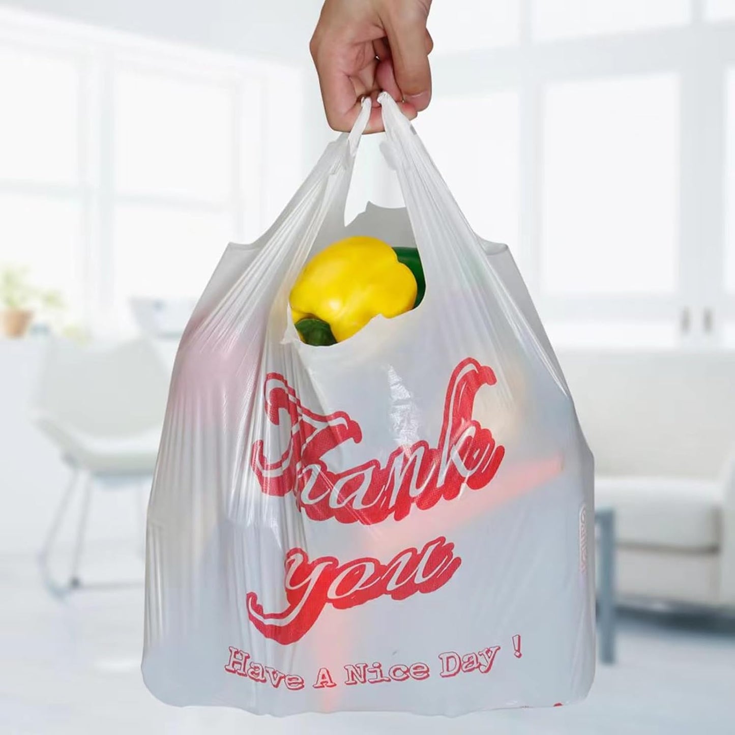 Plastic Bags with Handles – 400 Count T-Shirt Shopping Bags, 11.5"x6.25"x21" Grocery Bags for Retail, Supermarket, Takeout, Delivery, Merchandise, Plastic Grocery Bags