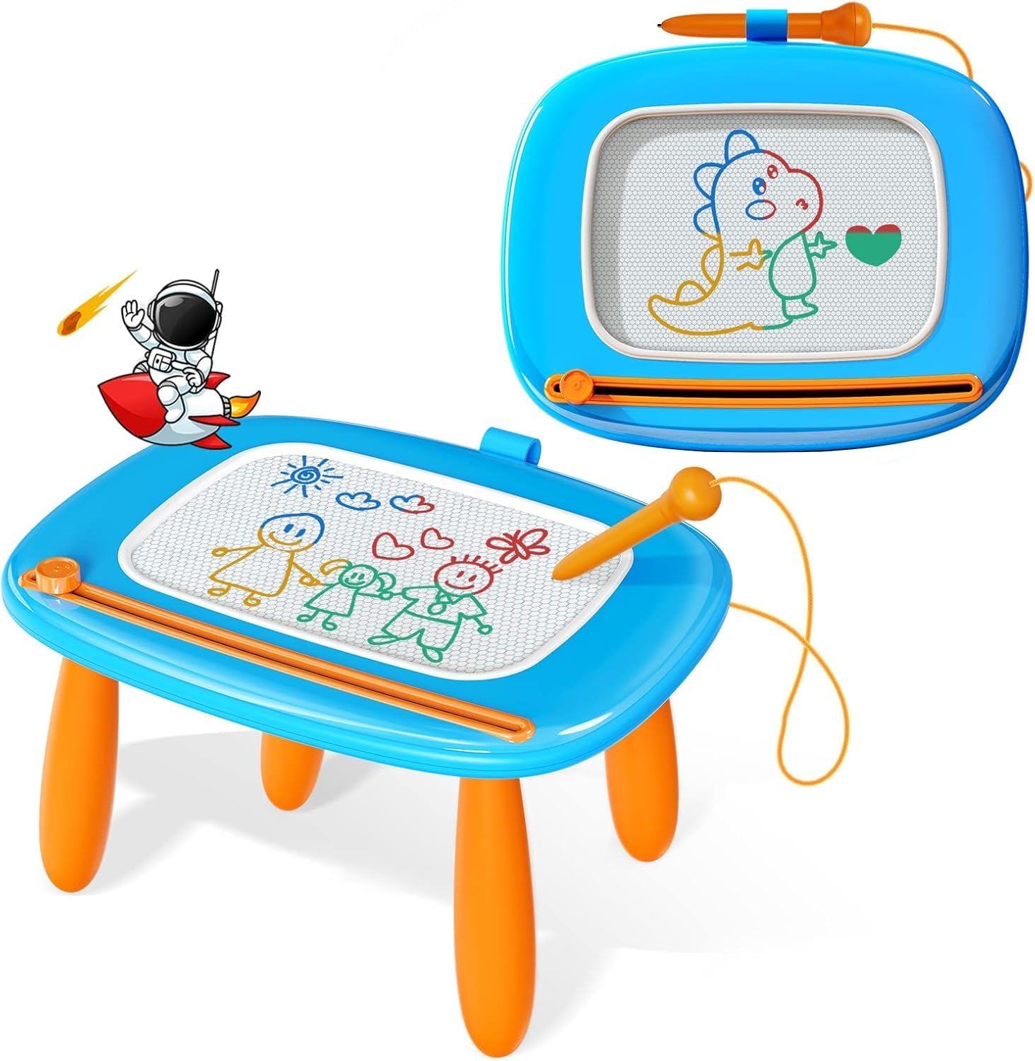 Kikidex Magnetic Drawing Board for Toddlers – Educational Doodle & Sketching Pad, Preschool Learning Toy for 1-3 Year Old Boys and Girls, Erasable Art Board (Light Blue) - PuriLite