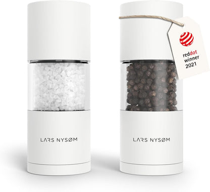 LARS NYSØM Salt and Pepper Grinder Set I Salt and Pepper Mills with Adjustable Ceramic Grinder 2 Pieces I Manual Design Spice Mill Set (Carbon Black)