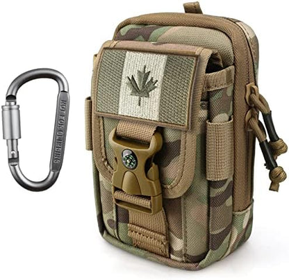 WYNEX Tactical Compass Phone Pouch, Large Molle Smartphone Holster Case Double Capacity Small Utility EDC Pouch with Compass Buckle and Carabiner