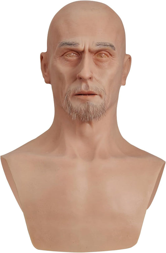 QIAOYIQIAO Charles Silicone Realistic Old Man Face Lifelike Head Mask Handmade Face for Cosplay Crossdresser Transgender