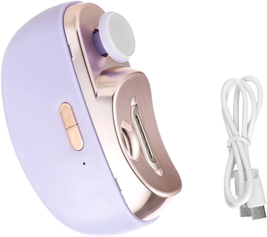 2 in 1 Electric Automatic Nail Clippers Trimmer, 2 Speeds Levels Fingernail Trimmer, Polisher Electric Nail Clipper with Light for Adults baby, White