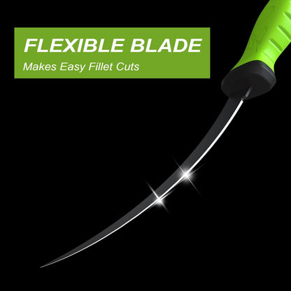 8 Inch Fishing Fillet Knife, Professional Level Knives for Filleting Fish and Boning Meat, Sharp Stainless-Steel Non-Stick Coating Blade, Non-Slip Handles, with 1 Two Stage Knife Sharpener