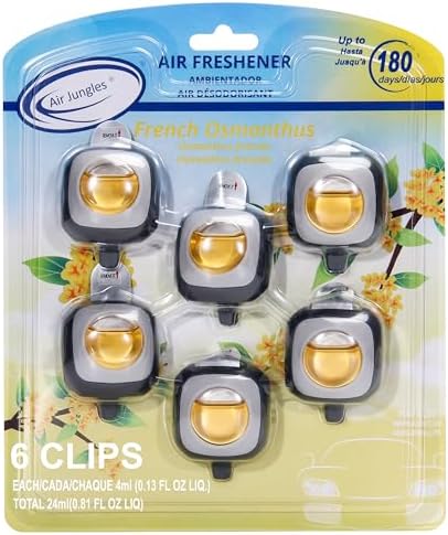 Air Jungles New Car Scent Car Air Freshener Clip, 6 Car Freshener Vent Clips, 4ml Each, Long Lasting Air Freshener for Car, Up to 180 Days Car Refresher Odor Eliminator