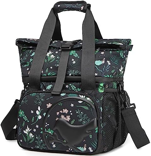 SUNNY BIRD Dual Compartment Lunch Bag Insulated Lunch Box for Women and Men (Green with Boho Strap)