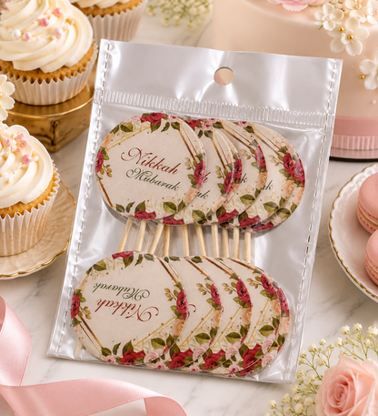 Qabool Hai & Nikah Mubarak Sweet Toppers | 10 PCS Pack | Wedding Cake Toppers | Nikah Decorations