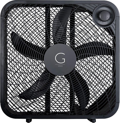 20" Box Fan, 3 Settings, Max Cooling Technology, Carry Handle, Black (G20BOX-BLK)