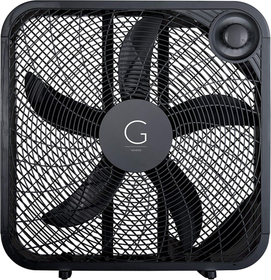 20" Box Fan, 3 Settings, Max Cooling Technology, Carry Handle, Black (G20BOX-BLK)