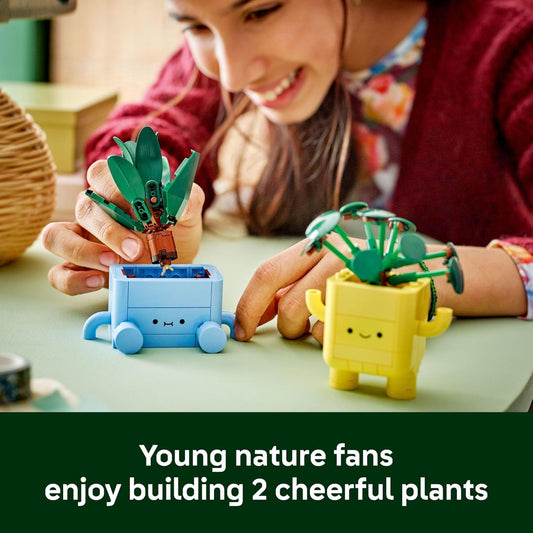 LEGO Botanicals Happy Plants Building Set – 217-Piece Indoor Plant Decor Kit for Kids, Teens, and Adults, Desk or Shelf Display, Birthday & Holiday Gift (10349) - PuriLite