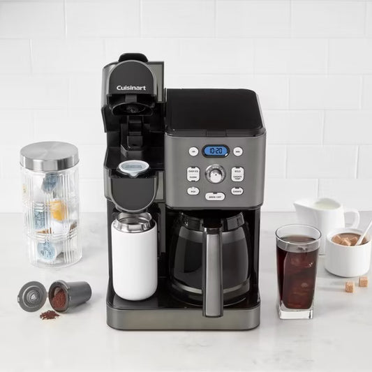 Cuisinart Coffee Center 2-IN-1 Coffee Maker and Single-Serve Brewer -Black Stainless Steel- SS-16BKS: Programmable K-Cup & Ground Coffee Machine - PuriLite