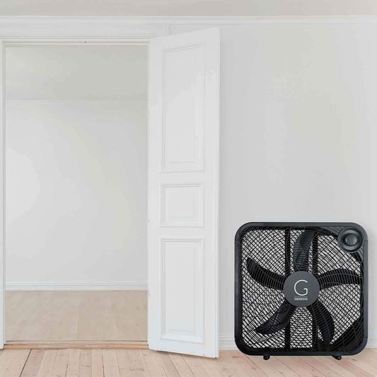 20" Box Fan, 3 Settings, Max Cooling Technology, Carry Handle, Black (G20BOX-BLK) - PuriLite
