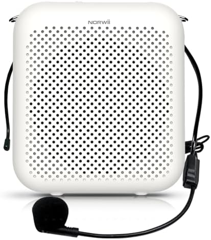 NORWII Mini Voice Amplifier S358 Portable 4000mAh Rechargeable with Wired Microphone Headset & Waistband, Personal Microphone and Speaker for Teachers Tour Guides ect. (Black)