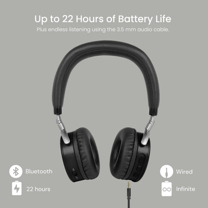 JuniorJam Plus Volume Limiting Headphones for Kids, Foldable & Adjustable Bluetooth Headphones, 22-Hour Battery Life USB-C Charging (Black)
