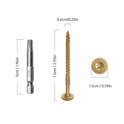 6 Inch Deck Screws 50Pcs, Structural Wood Screws, Rust Resistant Timber Screws for Timber/Log/Landscaping Wood, with T30 Star Bit (#14 x 6 Yellow)