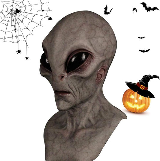 Alien Mask,Latex Full Head Funny Mask,Realistic Skull Horror Mask, Halloween Alien Mask for Men and Women Costume Parties