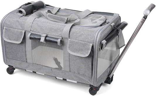axGear Rolling Pet Carrier Trolley Wheels Dog Cat Traveling Camping Air