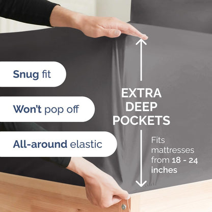 Extra Deep Queen Sheet Set - 6 Piece Breathable & Cooling Sheets - Hotel Luxury Bed Sheets Set - Easy & Secure Fit - Soft, Wrinkle Free & Comfy Sheets Set - White Sheet Set w/Extra Deep Pockets