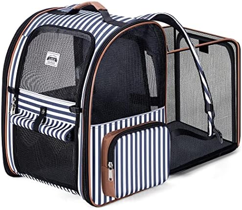 Lekespring Cat Bag, Expandable Cat Backpack Carrier for Small Dogs Medium Cats Fit Up to 18 Lbs, Dog Backpack Carrier, Foldable Pet Backpack Carrier for Travel, Hiking, Outdoor Use (Grey)