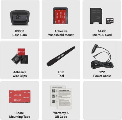 THINKWARE U3000 2CH 4K Front Dash Cam, 2K Rear Cam, STARVIS 2 Sensor Super Night Vision, Car Camera 5GHZ Wi-Fi GPS Radar Buffered Parking Mode CPL Filter Red Light Speed Camera Alerts OBD Cable
