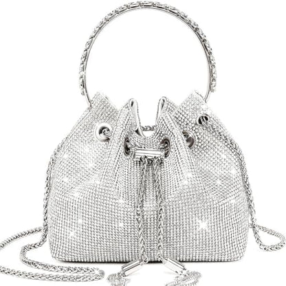 Rhinestone Purse for Women Sparkly Rhinestone Bag Evening Bag Silver Clutch Purses Bling Crossbody Bags for Women