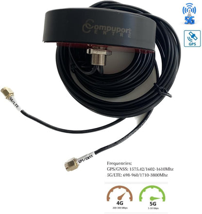 CompuPort 5G 4G LTE/GPS/GLONASS 2in1 Combination Puck Style M2M MIMO Antenna for Transportation and Remote Monitoring Applications.