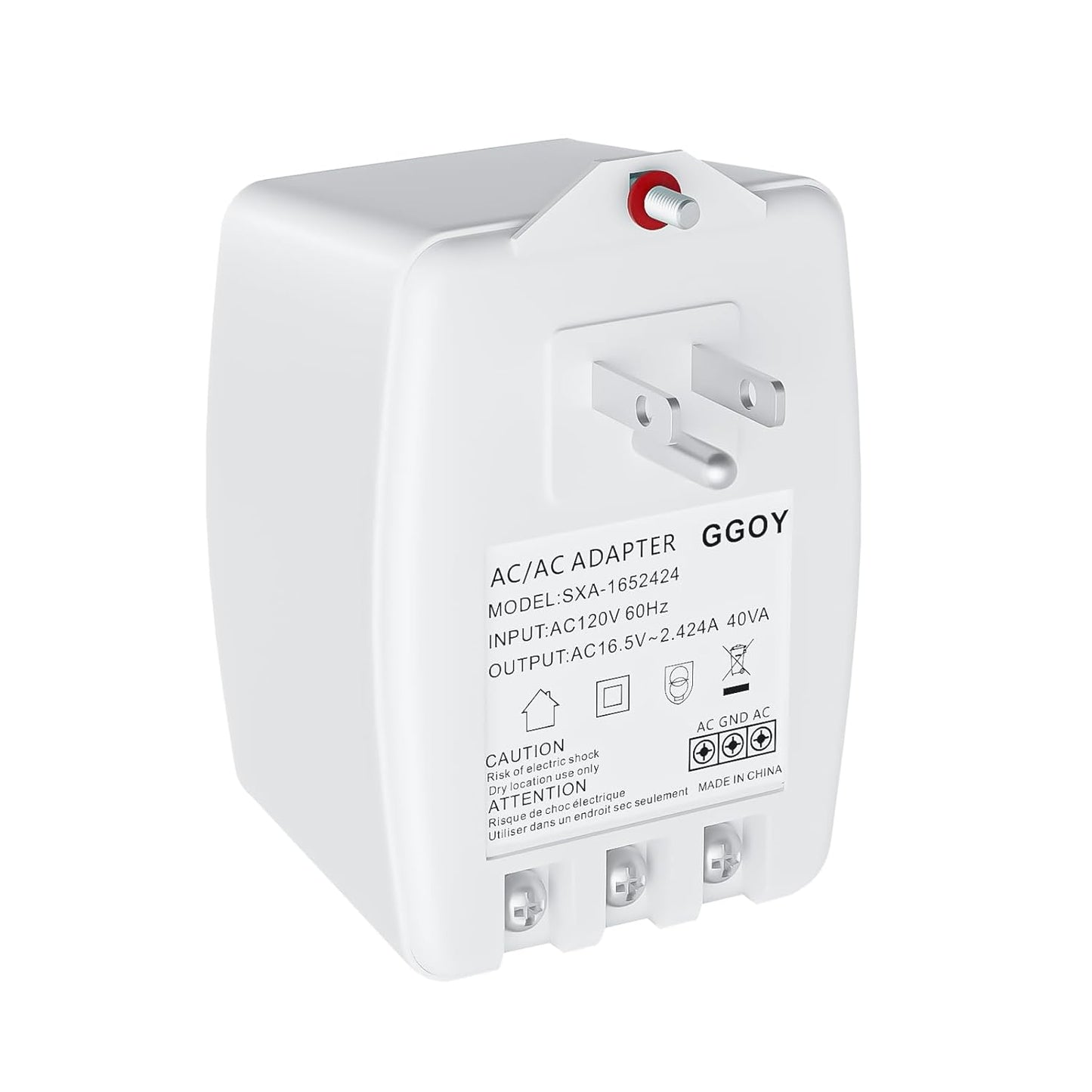 24VAC 40VA Plug in Doorbell Transformer Compatible with Ring, Nest, Eufy, Wyze Video Door Bell, All of Doorbell Nest Ecobee Sensi and Honeywell Thermostat,with PTC Fuse
