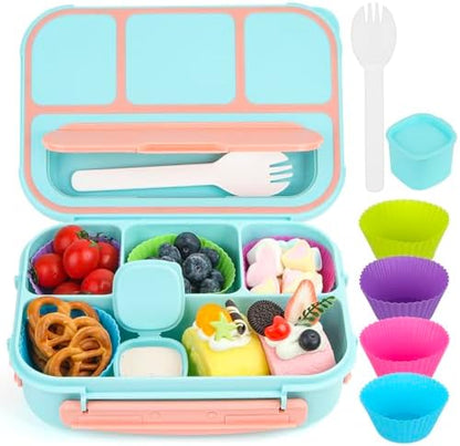 MaMix Bento Lunch Box Adult, Kids, Lunch Containers for Adults/Kids/Students,1300ML-4 Compartment (Blue)