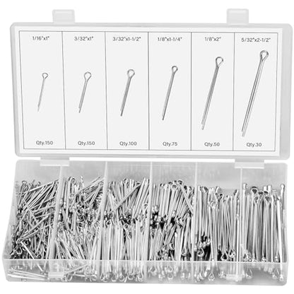 OLCANA 25 Pieces Cotter Pin Assortment Kit 5 Size M1.2 -M3.5 Stainless Steel R Hitch Pin Clips for Tractor Truck Tillage Machine, Retaining Pins