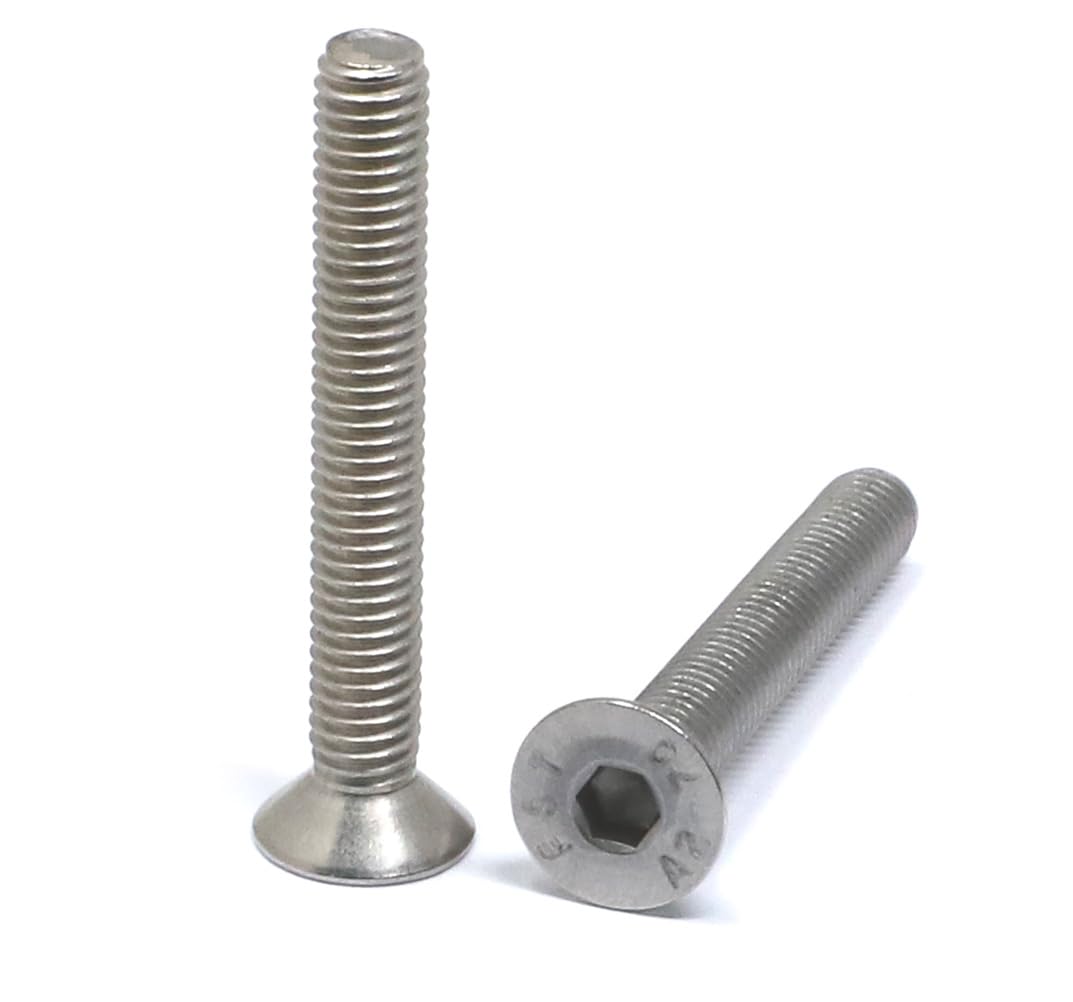 iexcell 5 Pcs M8 x 80mm Thread Pitch 1.25 mm Stainless Steel 304 Hex Socket Flat Head Cap Screws Bolts Kit