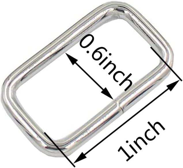 100PCS 1 inch Rectangle Ring Buckles Adjuster Square Buckle for Hardware Bags Hand DIY Accessories (Silver)