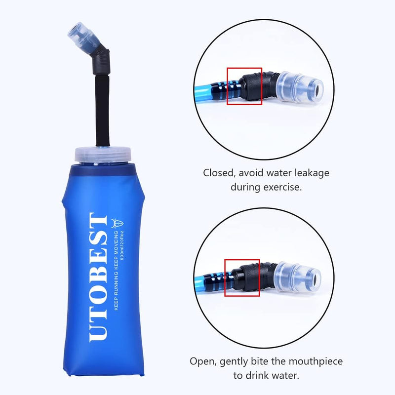 UTOBEST Soft Flask Running Water Bottle Collapsible Water Bottle for Trail Running Hydration Pack Hiking Cycling Climbing 150ML/250ML/350ML/450ML/500ML/550ML