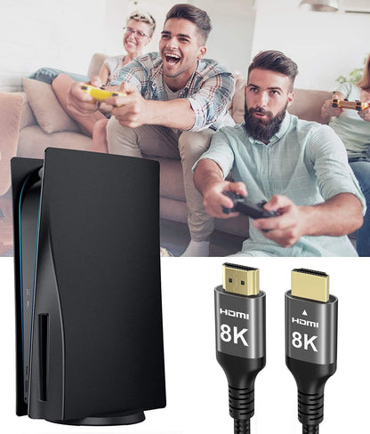 Ubluker 8K HDMI Cable 48Gbps 50 FT, Nylon Braided High Speed HDMI® Cable 4k 120Hz 2k 165Hz 8k 60Hz 12bit eARC ARC Dolby Atmos HDR10+ HDCP2.3 Compatible for Gaming PC TV Soundbar Monitor Mac PS5 Xbox