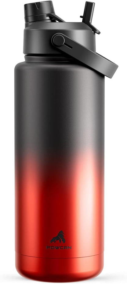 POWCAN 26 oz Insulated Water Bottle with 2-in-1 Straw and Spout Lid, Keep Cold 24H, Leak-Proof, Fits in Car Cup Holder, Stainless Steel Water Bottle for Sports, Travel, and School (Cotton Candy)