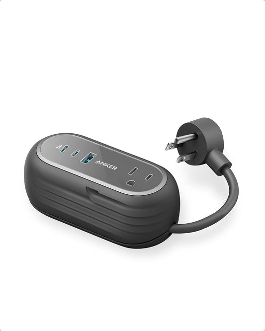 Anker GanPrime 65W Charging Station, 615 USB C Power Strip, 5-in-1 | 2 AC, 2 USB-C and 1 USB-A, 3ft, Power Delivery for iPhone, Galaxy S22, iPad, MacBook, and More
